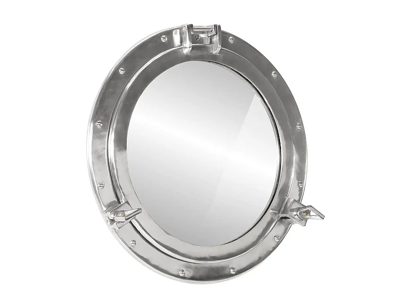 Patrijspoortvormige wandspiegel Ø50 cm aluminium en glas