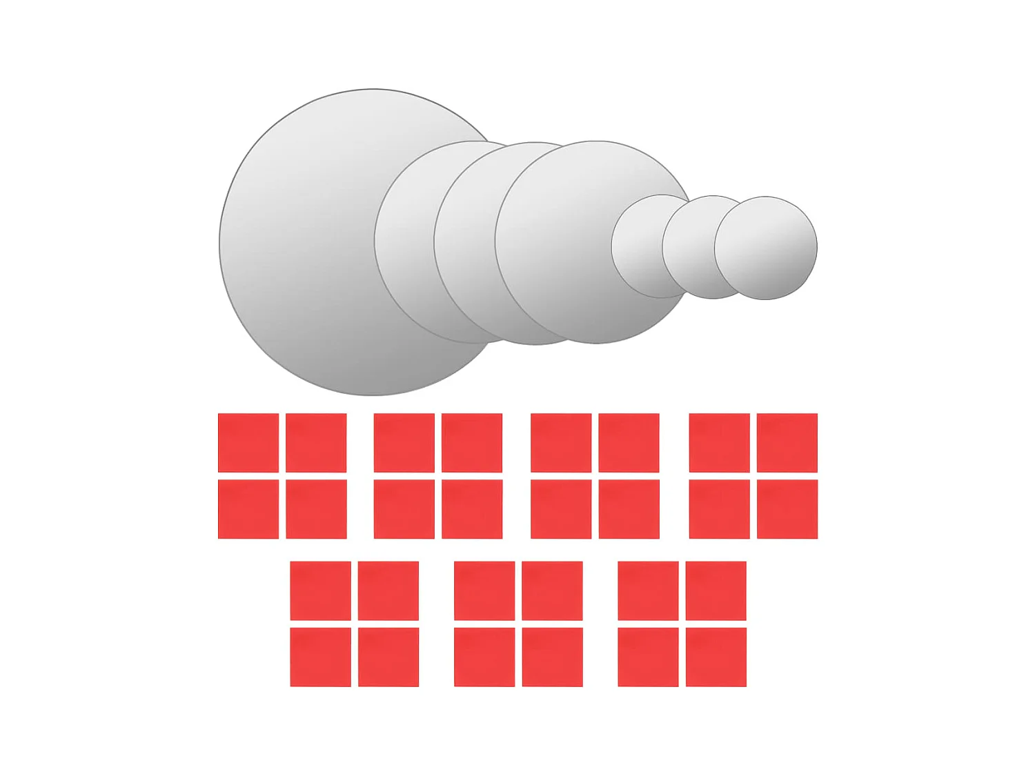 7-delige wandspiegelset rond glas