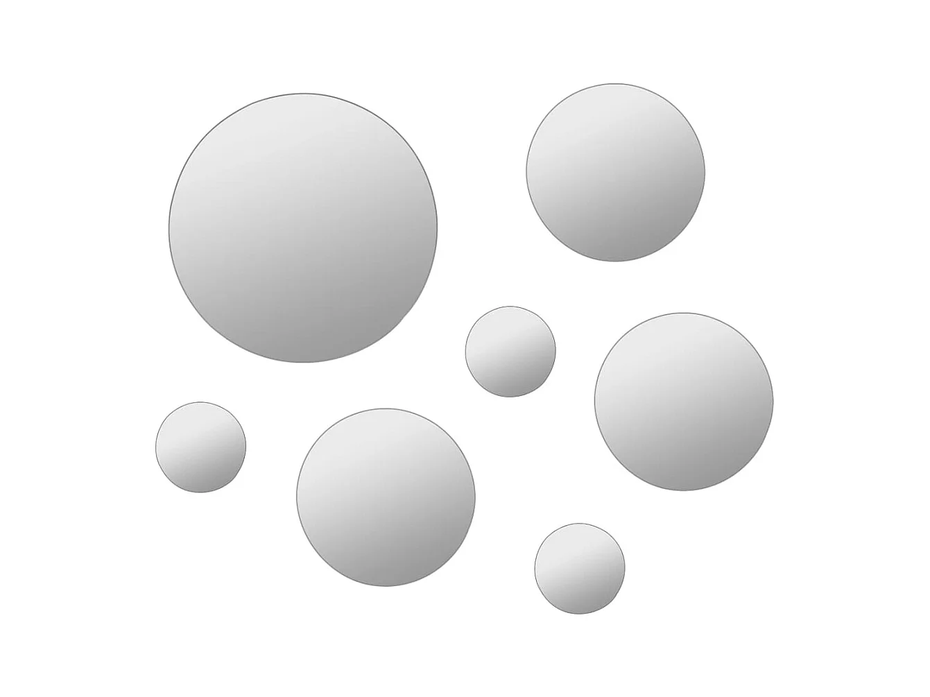 7-delige wandspiegelset rond glas