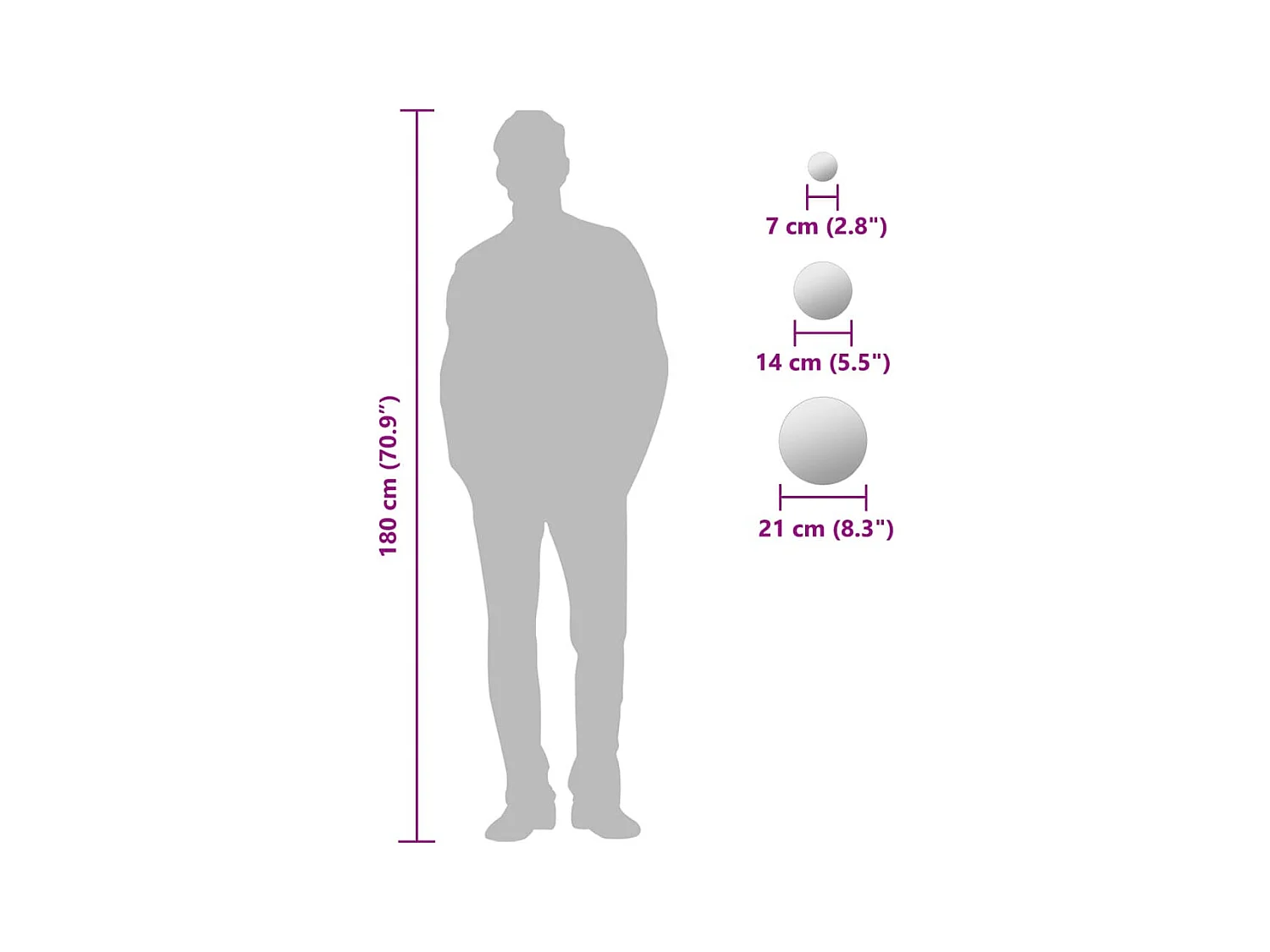 7-delige wandspiegelset rond glas