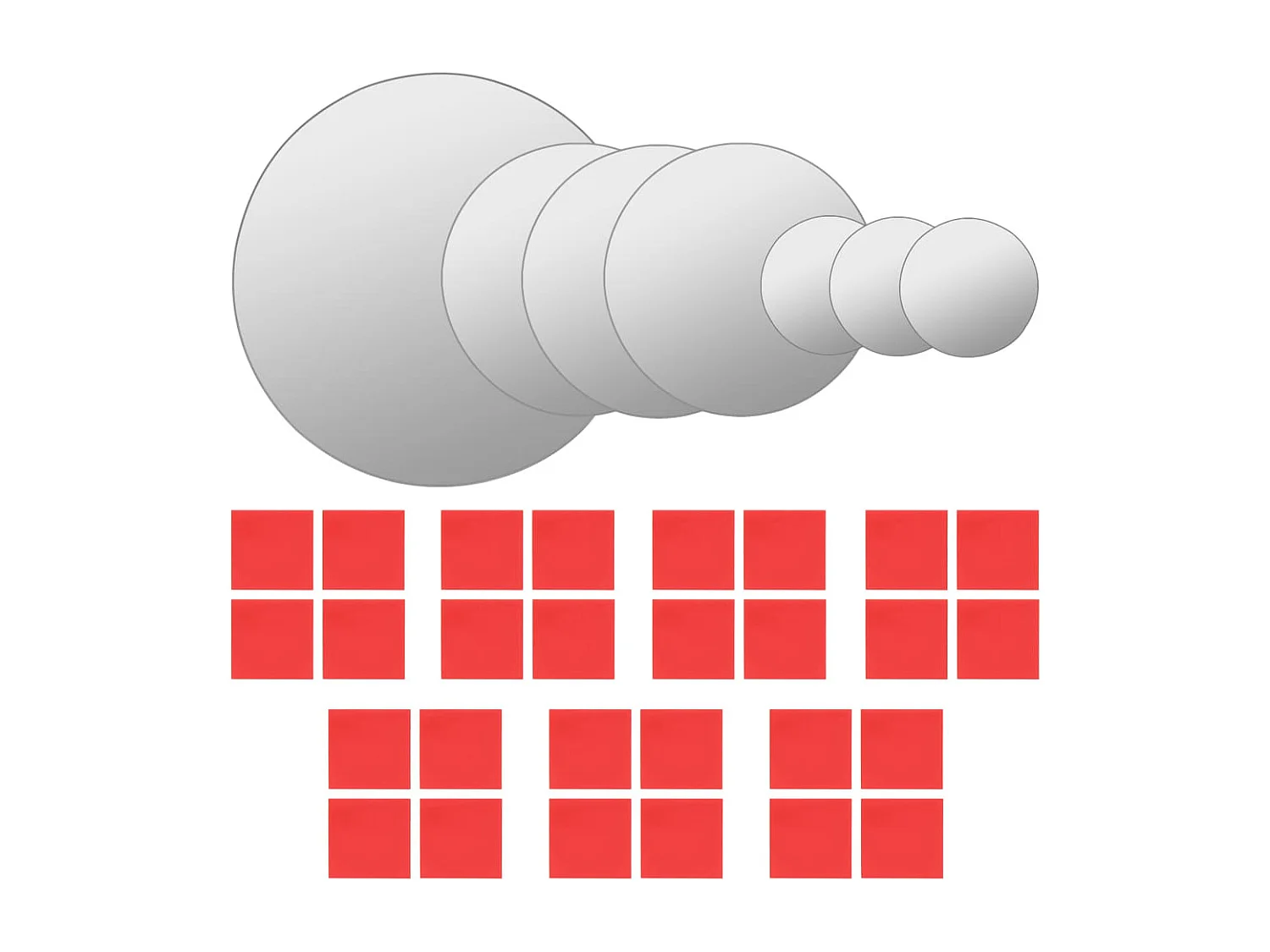 Juego de 7 espejos de pared de cristal redondos