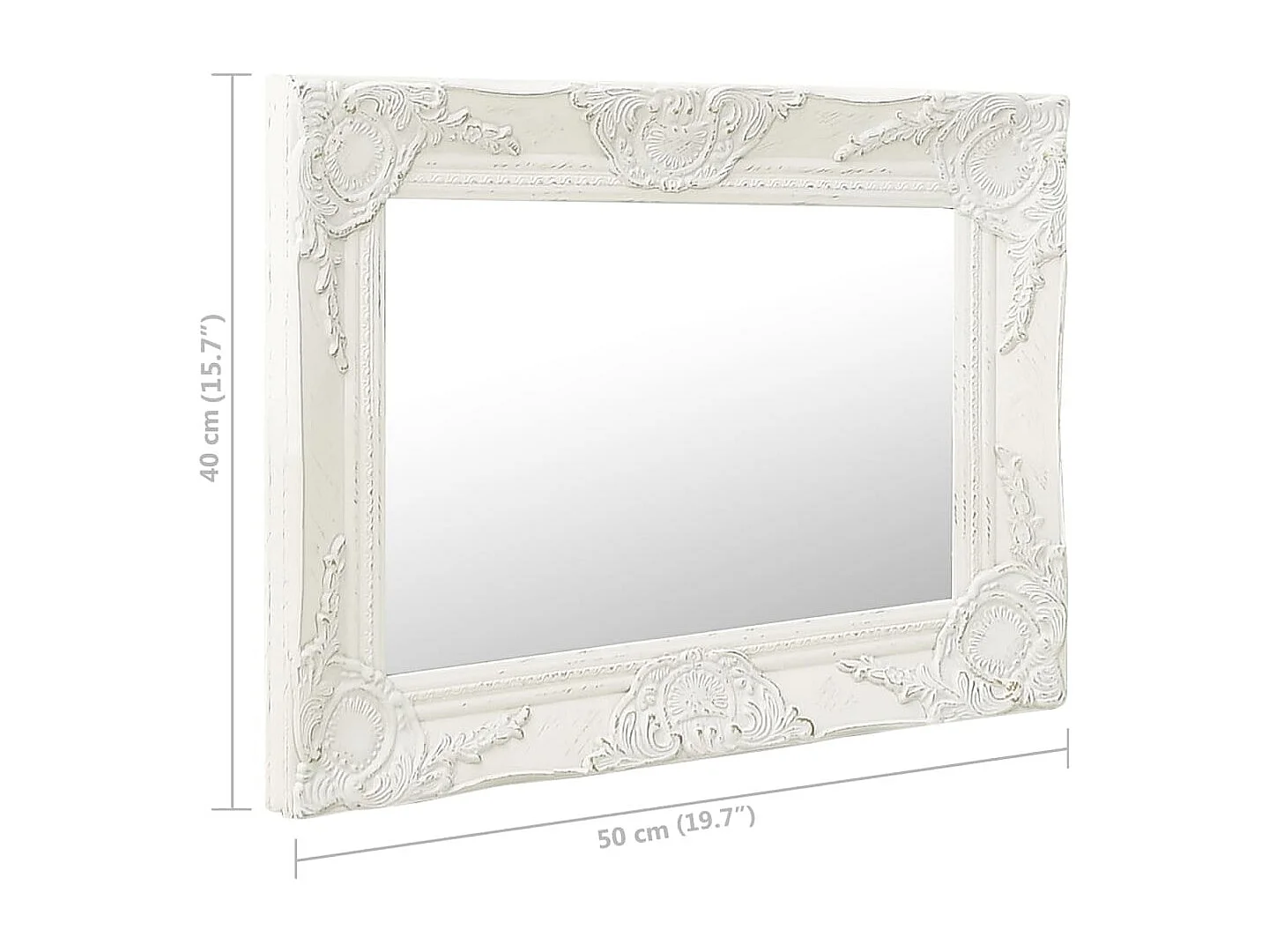 Espejo de pared estilo barroco 50x40 cm Blanco