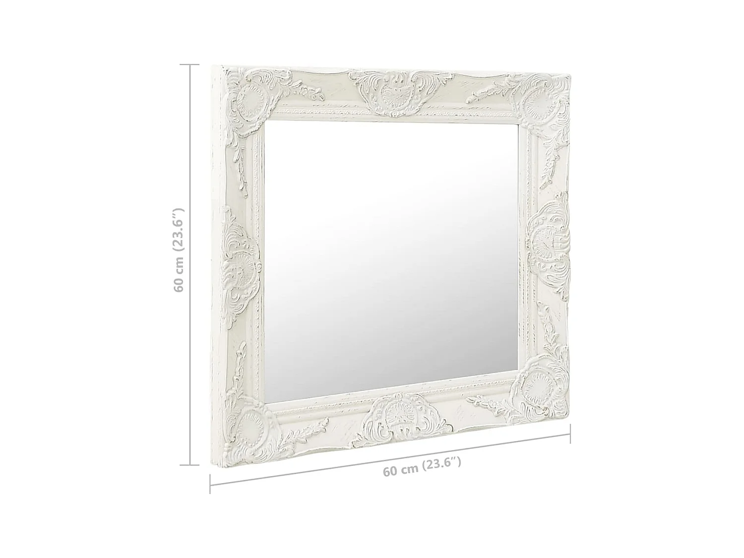 Espejo de pared estilo barroco 60x60 cm Blanco