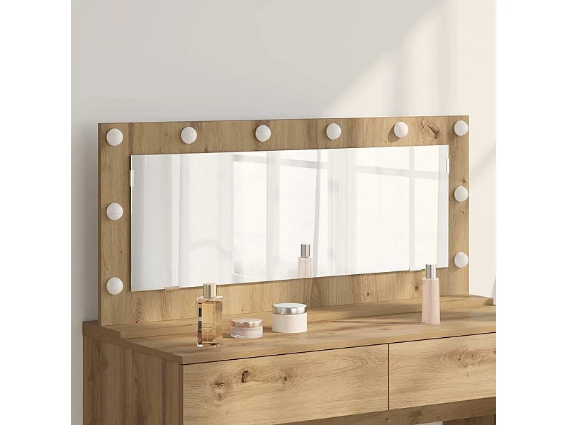 Specchio da toeletta con specchio in rovere lavorato a mano 100 x 45 x 18 cm