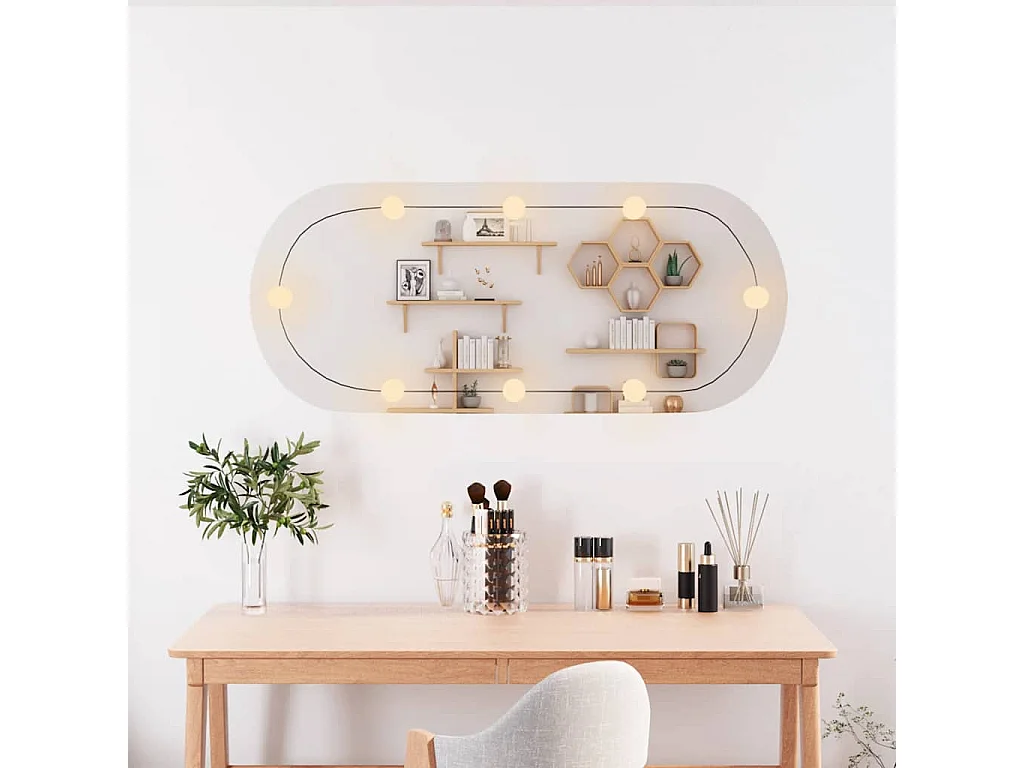 Specchio da parete con luci LED 40x90 cm vetro ovale