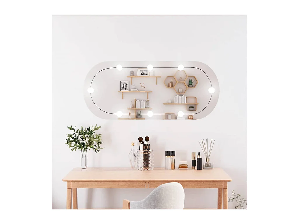 Wandspiegel met LED-verlichting 40x90 cm ovaal glas