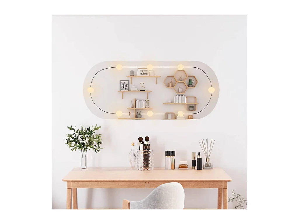 Espejo de pared con luces LED 40x90 cm cristal ovalado