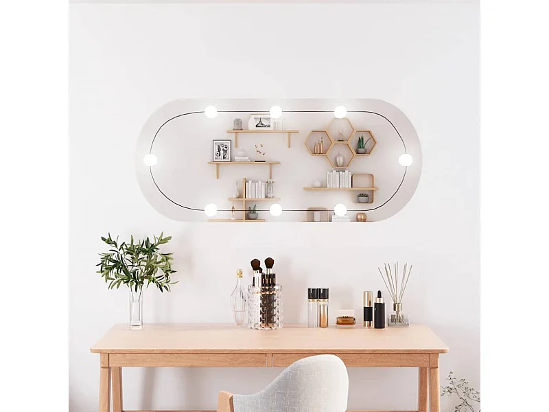 Espejo de pared con luces LED 40x90 cm cristal ovalado