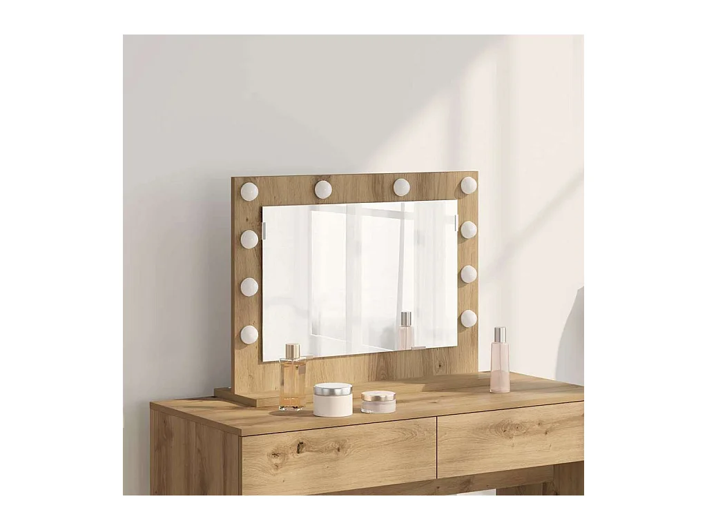 Miroir de vanité avec miroir Chêne artisanal 60 x 45 x 18 cm