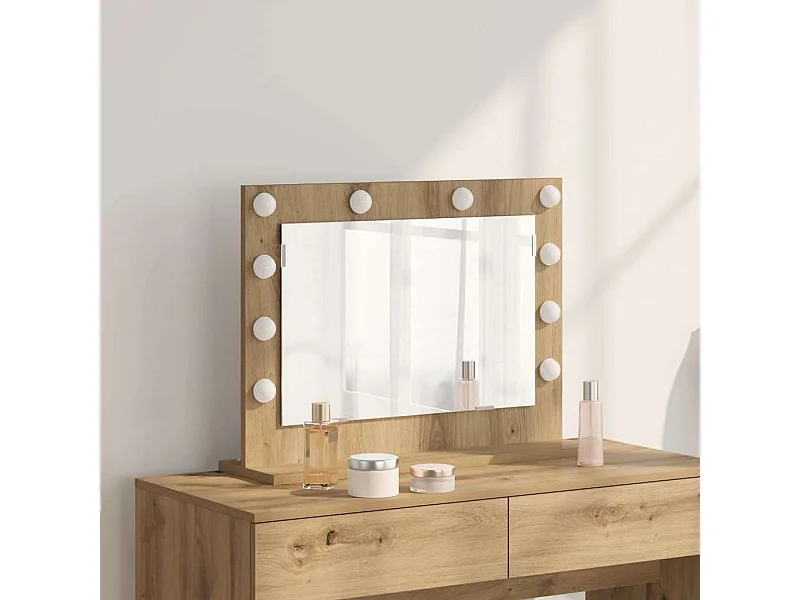 Miroir de vanité avec miroir Chêne artisanal 60 x 45 x 18 cm
