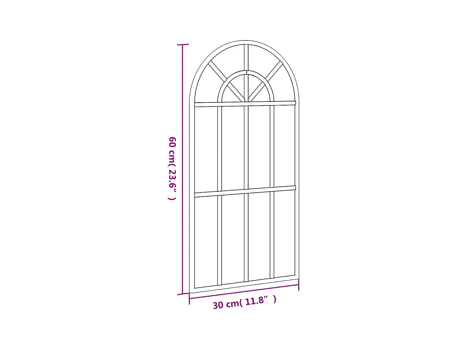 Espejo de pared negro 30x60 cm arco de hierro