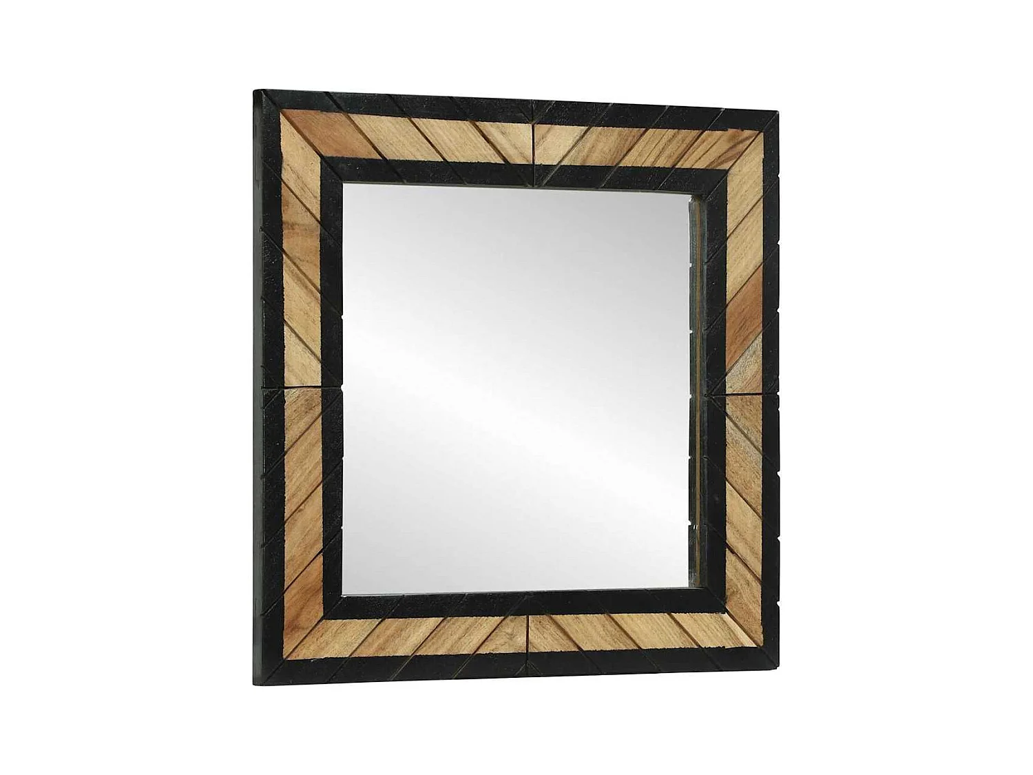 Miroir Noir et Marron 50 x 2 x 50 cm Bois massif d'acacia