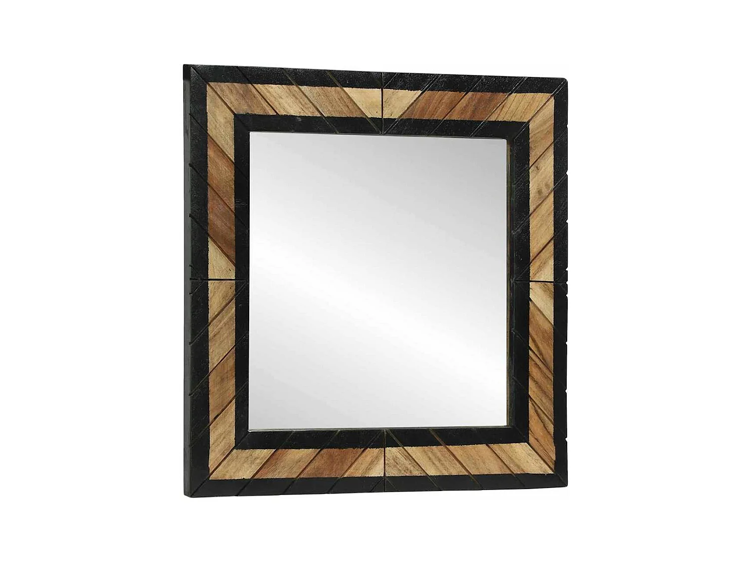 Miroir Noir et Marron 50 x 2 x 50 cm Bois massif d'acacia