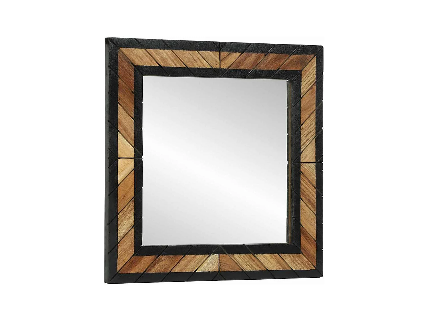 Miroir Noir et Marron 50 x 2 x 50 cm Bois massif d'acacia