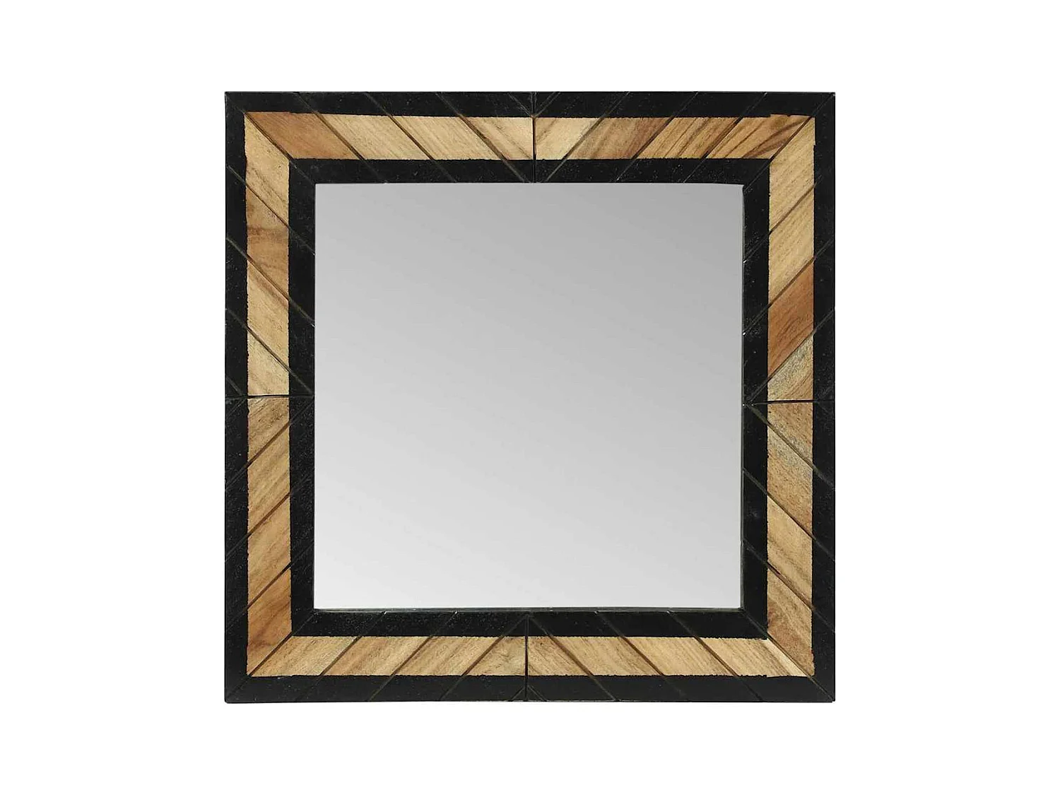 Miroir Noir et Marron 50 x 2 x 50 cm Bois massif d'acacia