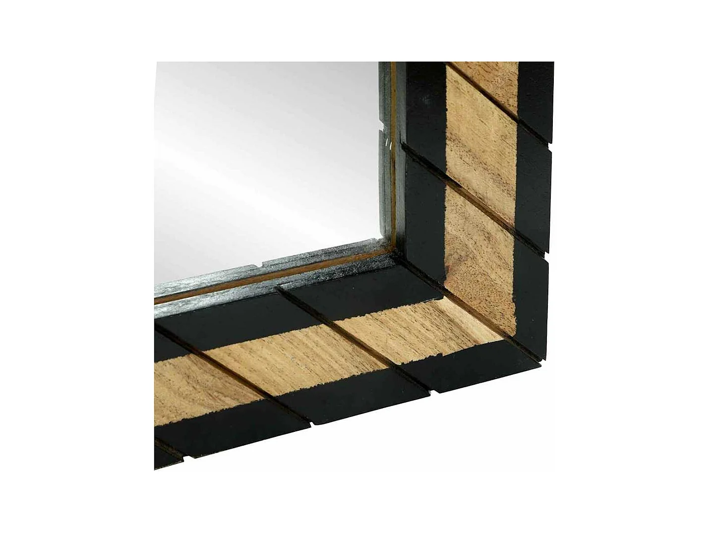 Miroir Noir et Marron 50 x 2 x 50 cm Bois massif d'acacia