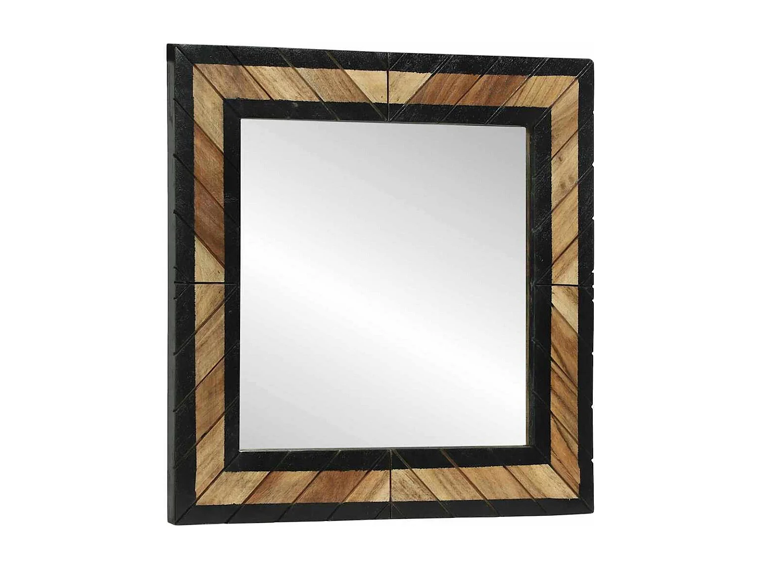 Miroir Noir et Marron 50 x 2 x 50 cm Bois massif d'acacia