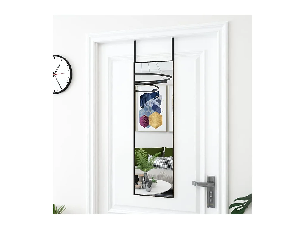 Zwarte buitenspiegel 30x100 cm Glas en aluminium