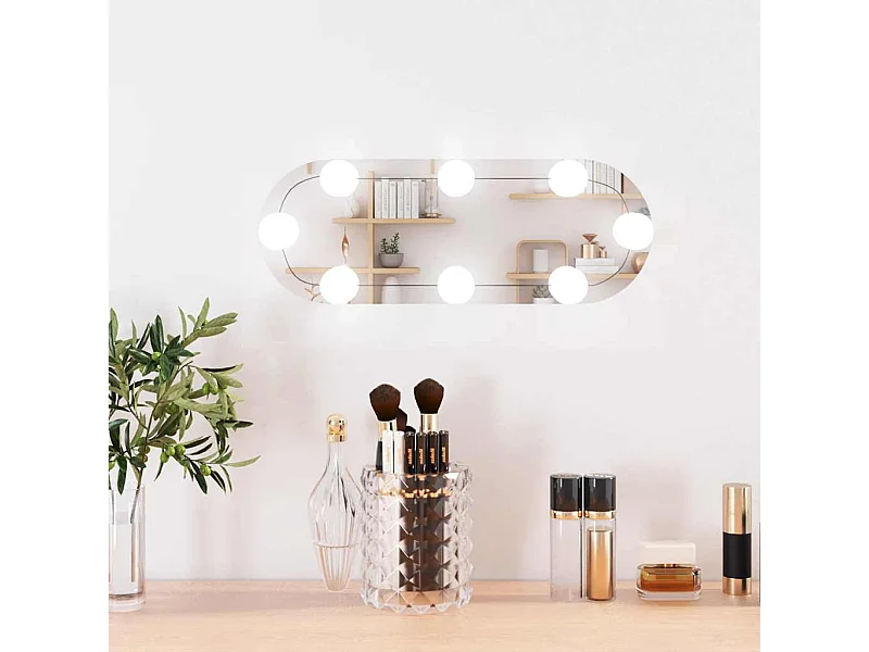 Espejo de pared con luces LED 15x40 cm cristal ovalado