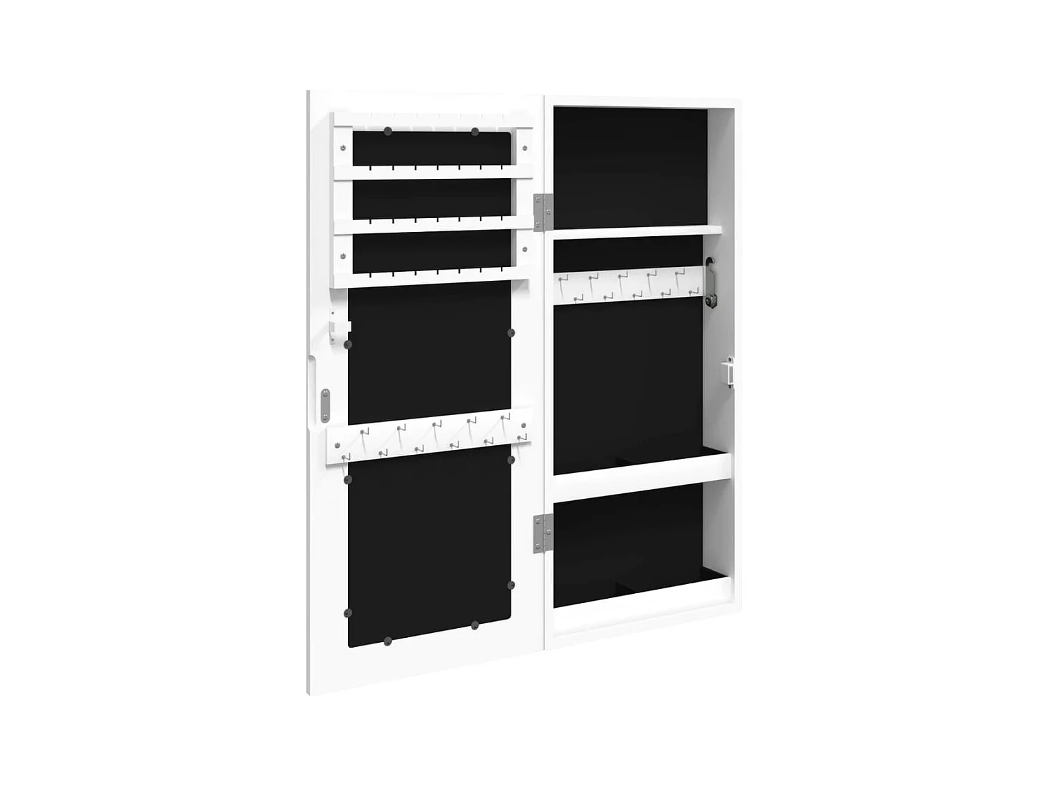 Mueble joyero con espejo de pared blanco 30x8,5x67 cm