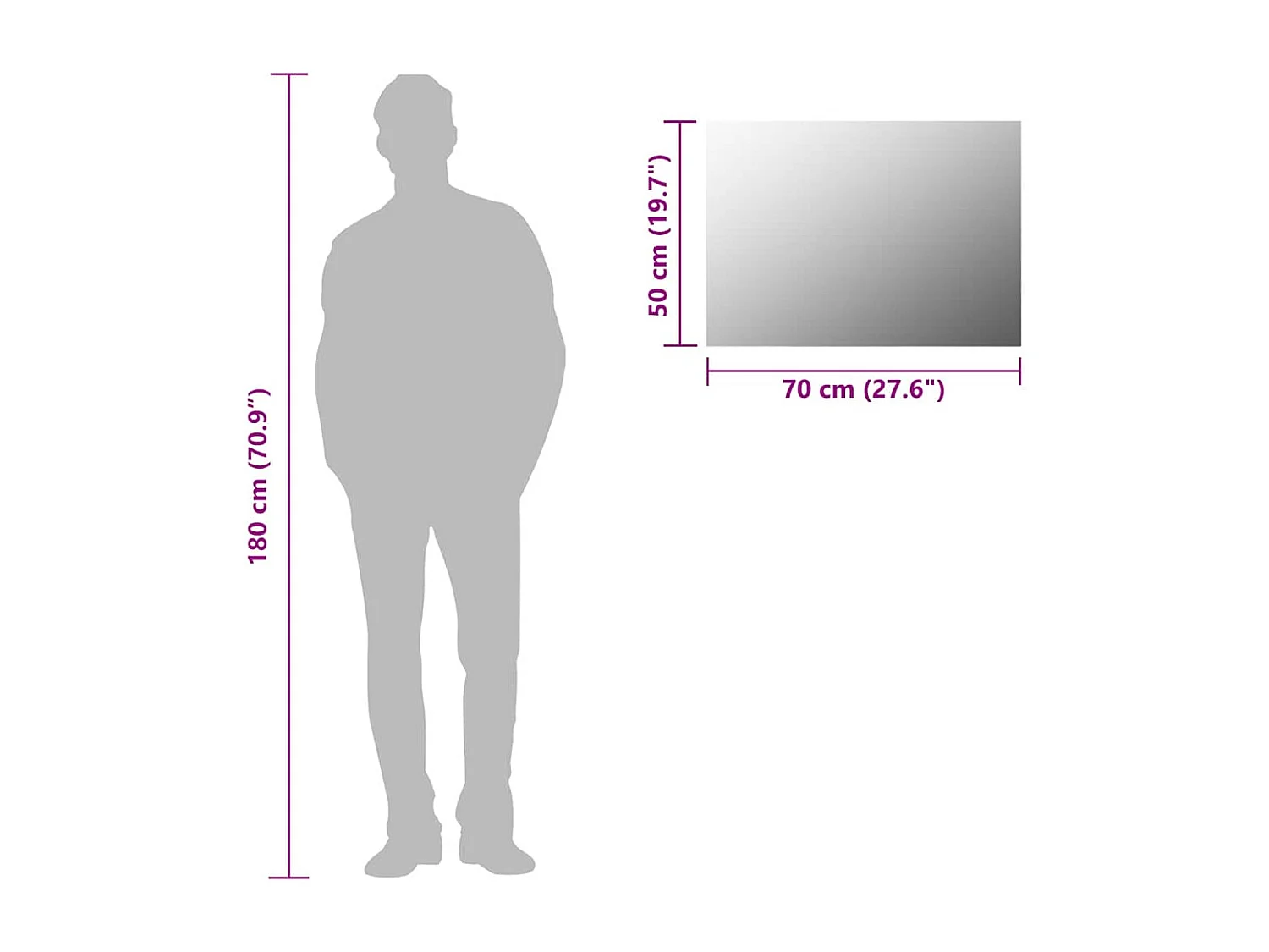 Rahmenloser Spiegel 70x50 cm Glas