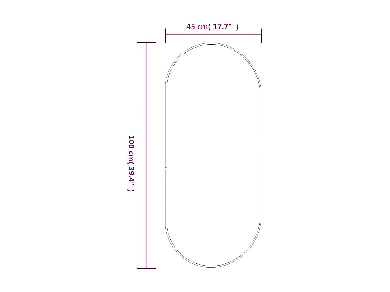 Espejo de pared negro 100x45 cm Ovalado