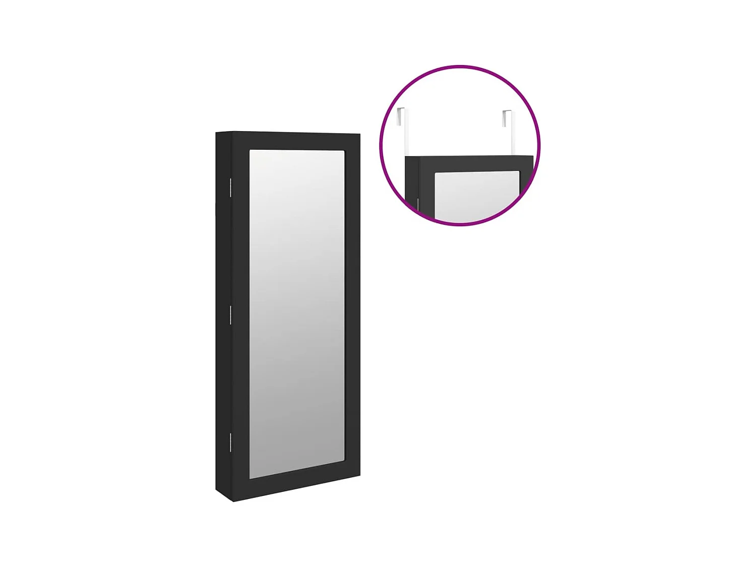 Mueble joyero con espejo e iluminación de pared LED negra