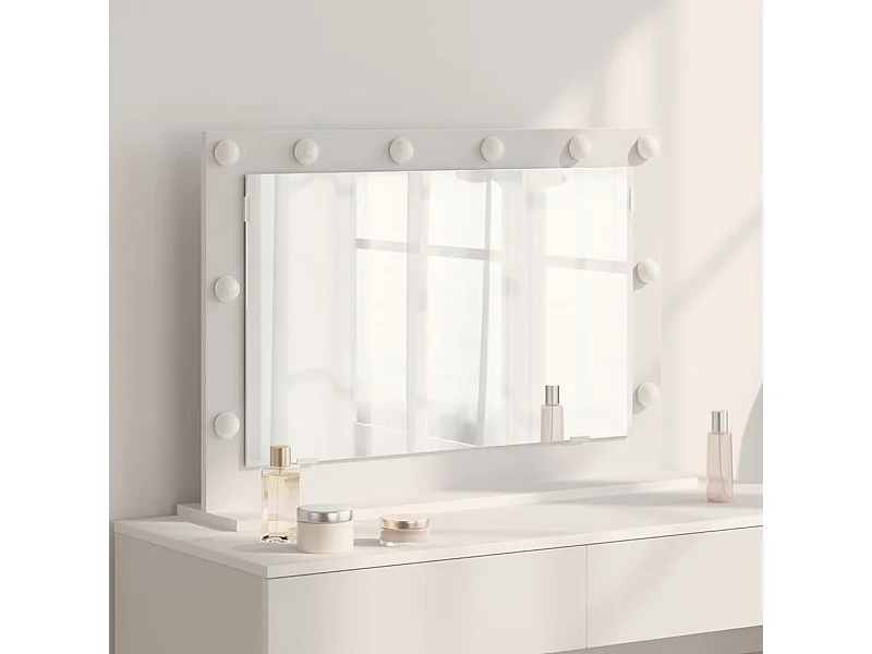 Miroir de vanité avec des lumières à LED Blanc 80 x 15 x 18 cm