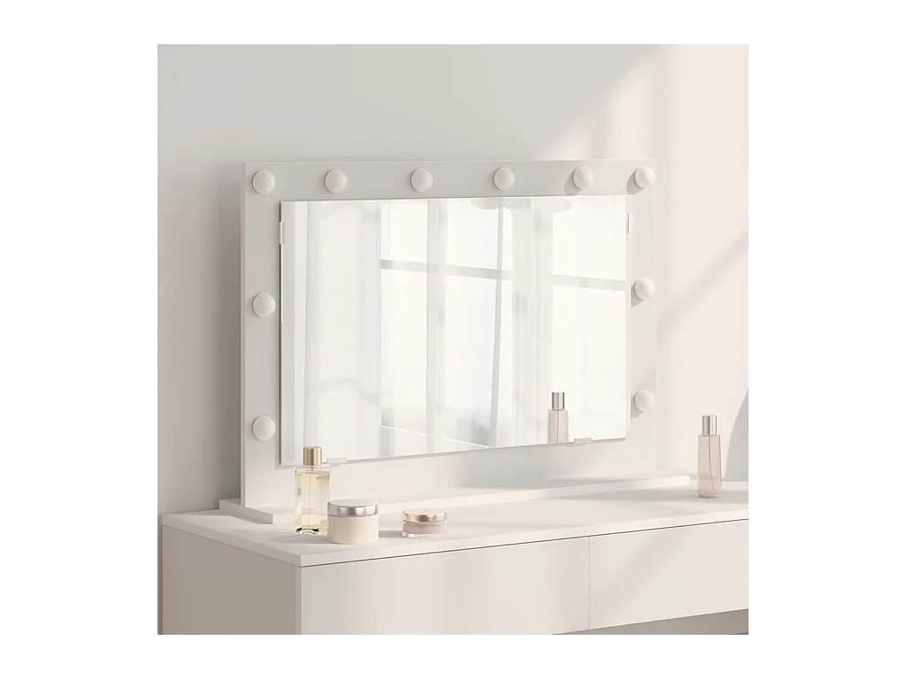 Miroir de vanité avec des lumières à LED Blanc 80 x 15 x 18 cm