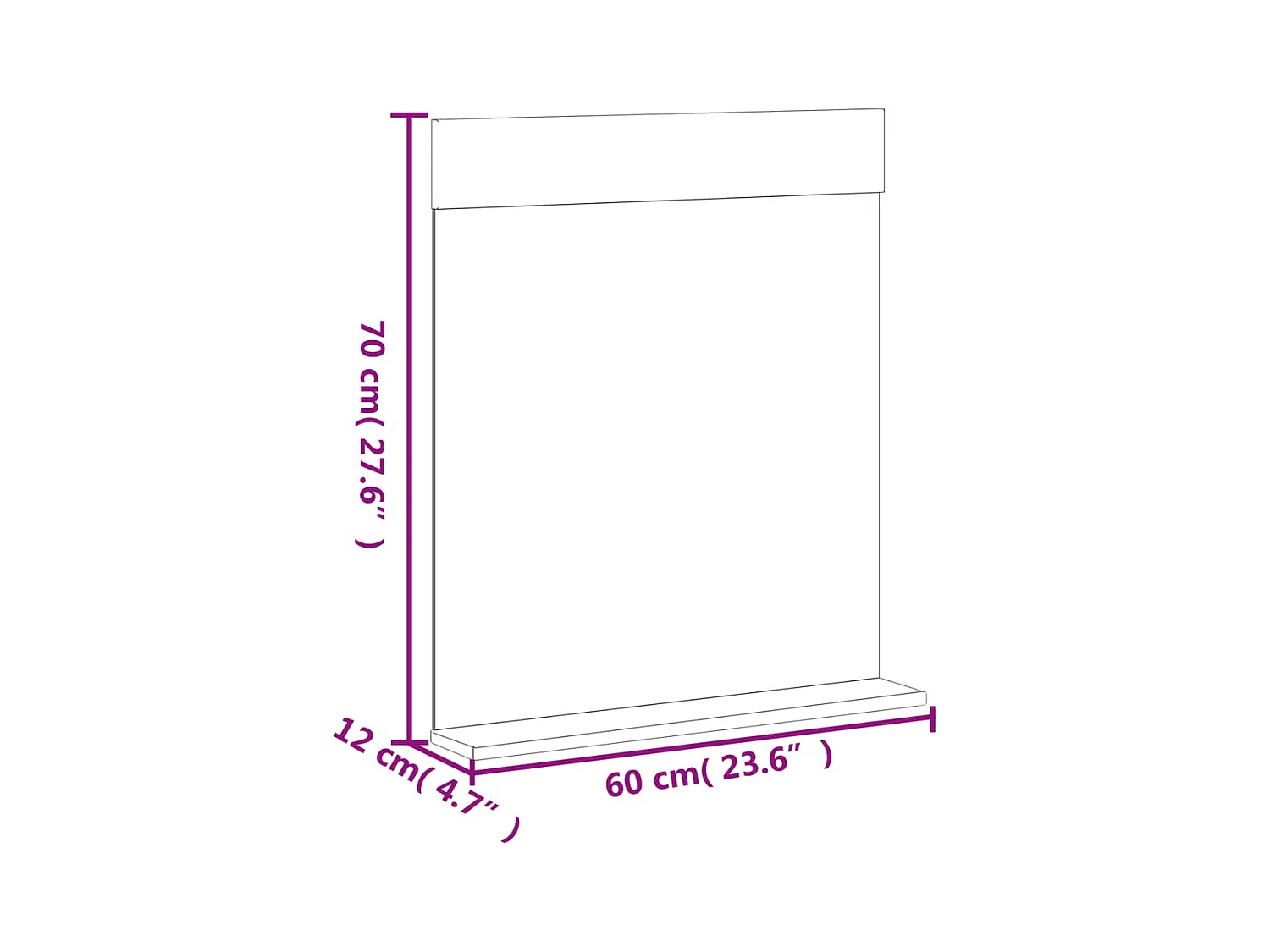 Miroir de salle de bain avec étagère BERG blanc bois massif