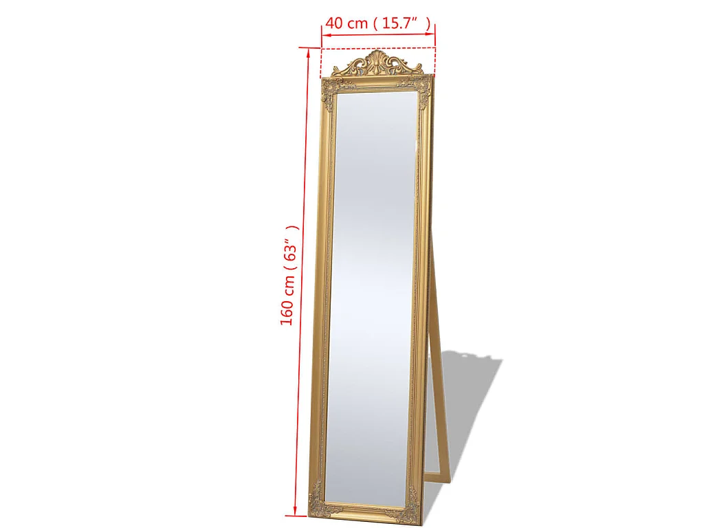 Standspiegel im Barockstil 160x40 cm Gold