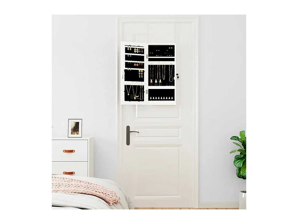 Joyero con espejo e iluminación de pared LED blanca