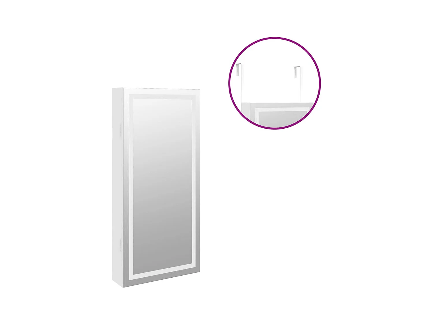 Joyero con espejo e iluminación de pared LED blanca
