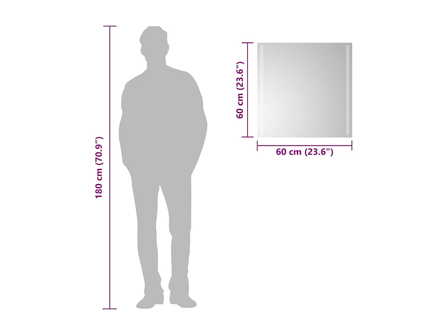 Specchio da bagno a LED 60x60 cm