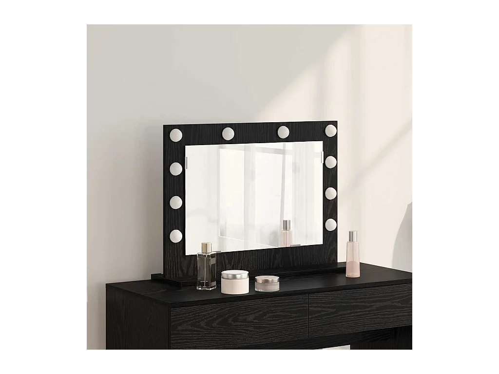 Miroir de vanité avec miroir Chêne noir 60 x 45 x 18 cm