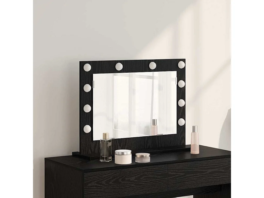 Miroir de vanité avec miroir Chêne noir 60 x 45 x 18 cm