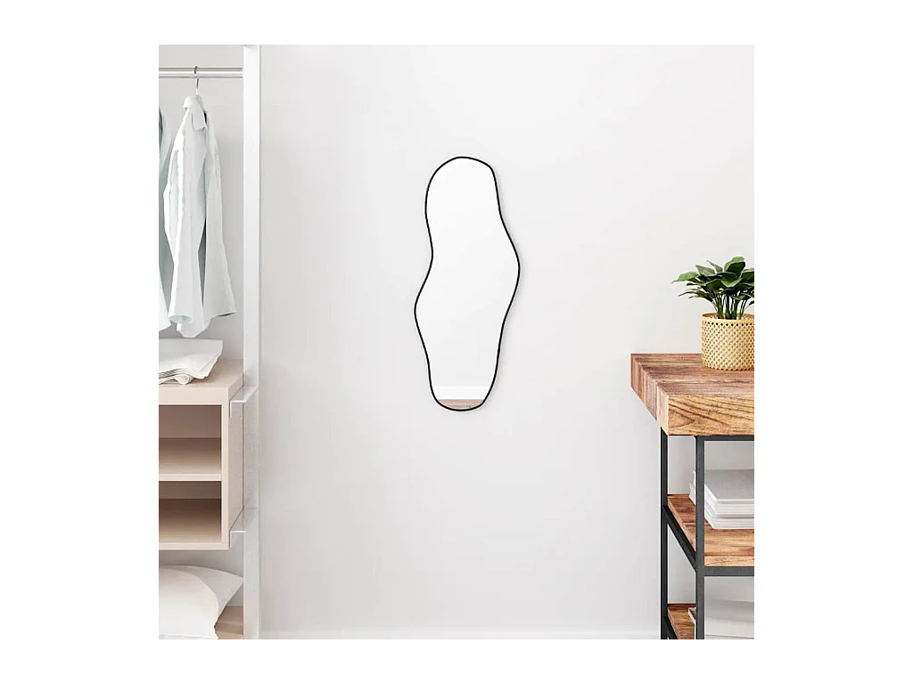 Zwarte wandspiegel 60x25 cm