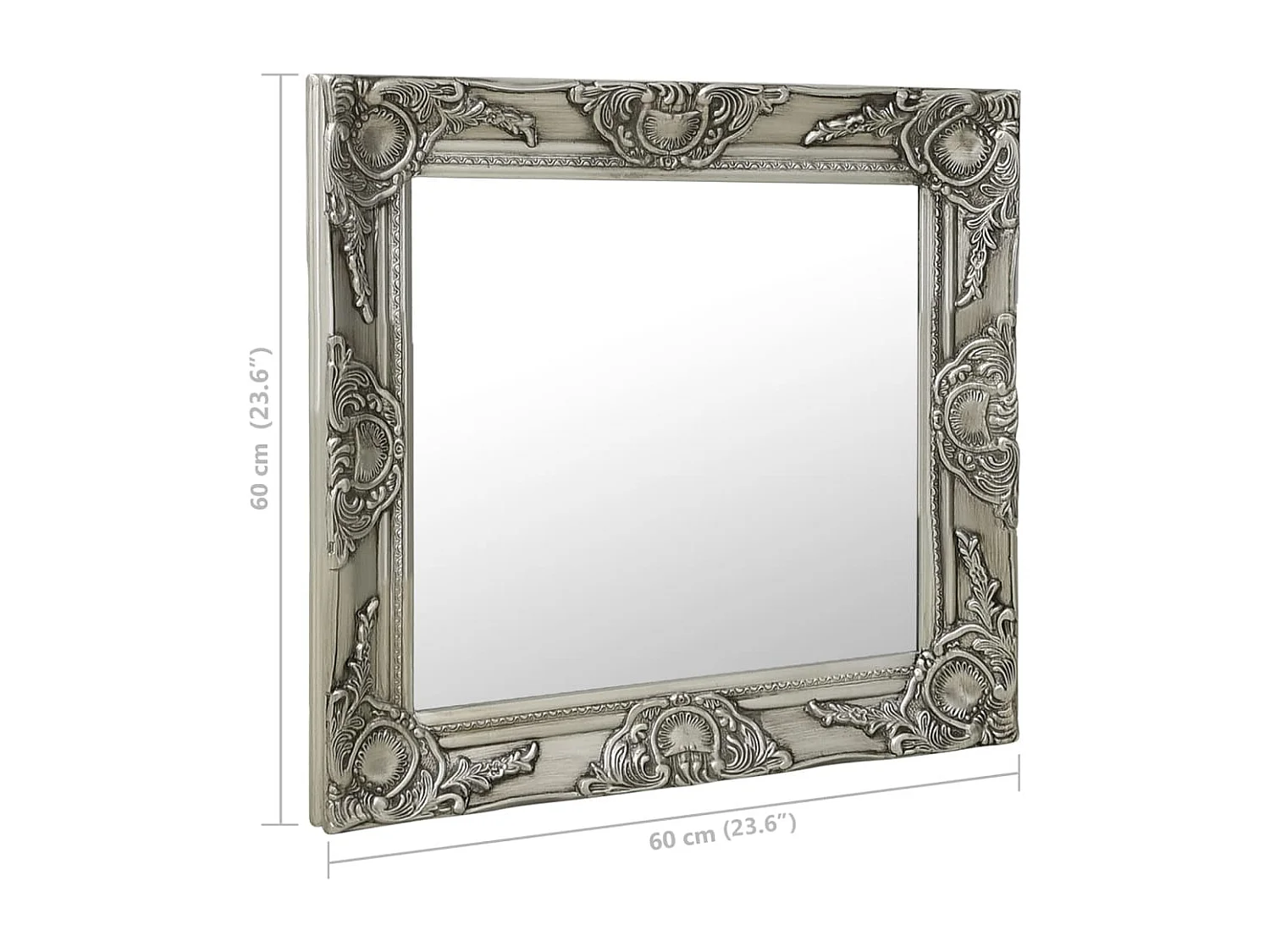 Specchio da parete in stile barocco 60x60 cm Argento