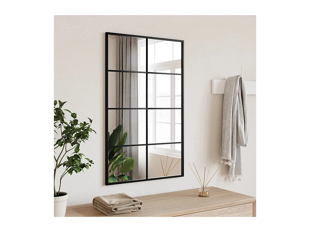 Zwarte wandspiegel 50x80 cm rechthoekig ijzer