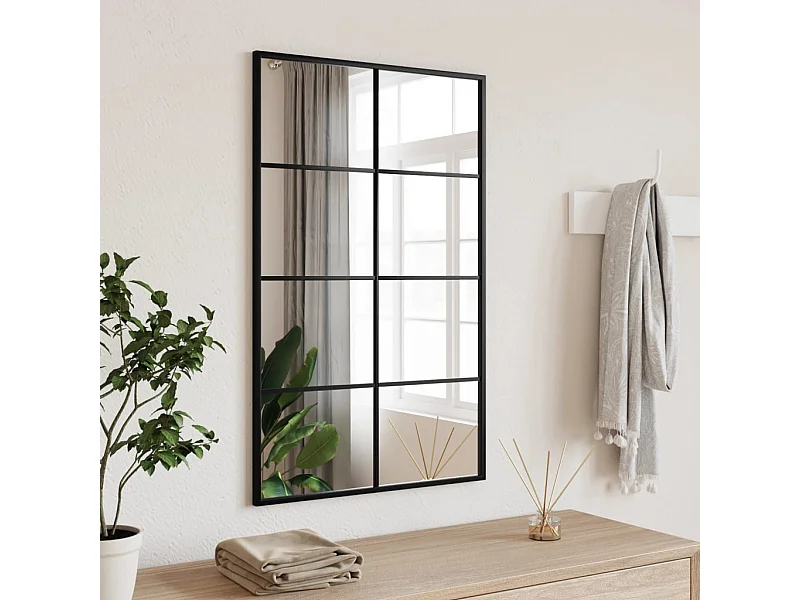 Specchio da parete nero 50x80 cm rettangolare in ferro