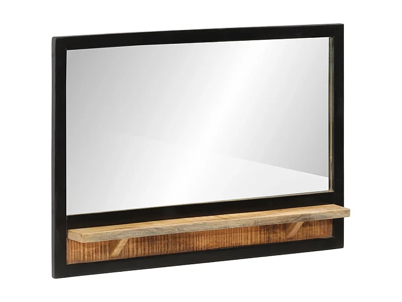 Miroir avec étagère 80x8x55 cm verre et bois massif manguier