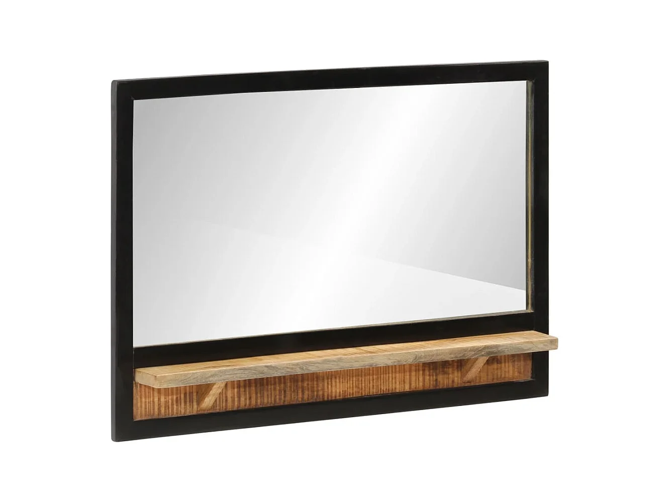 Miroir avec étagère 80x8x55 cm verre et bois massif manguier
