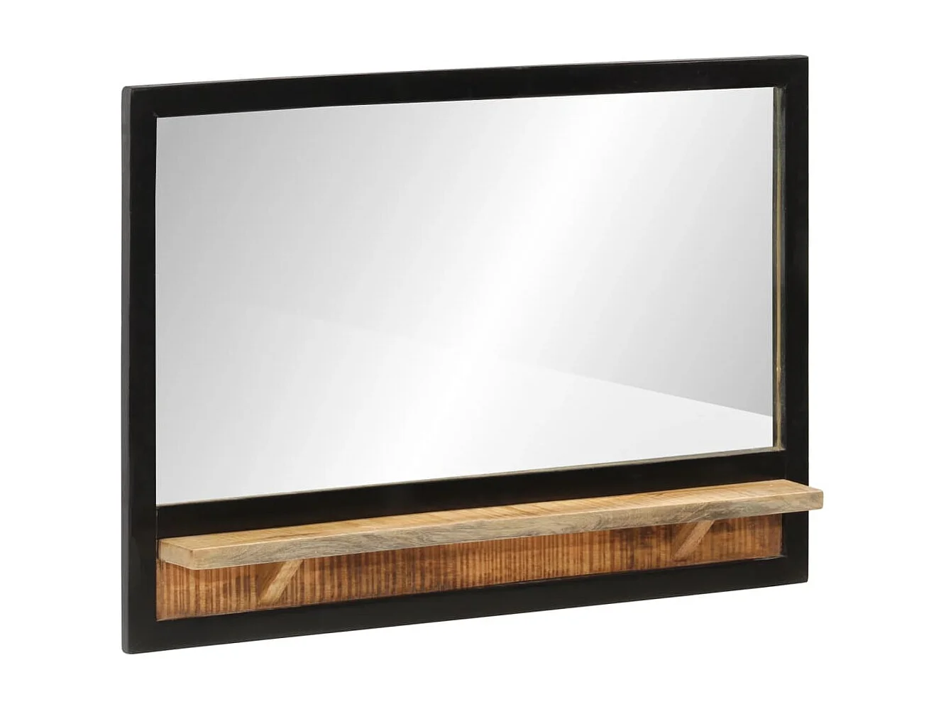 Miroir avec étagère 80x8x55 cm verre et bois massif manguier