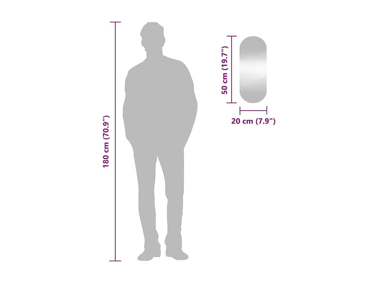 Specchio da parete 20x50 cm Vetro ovale