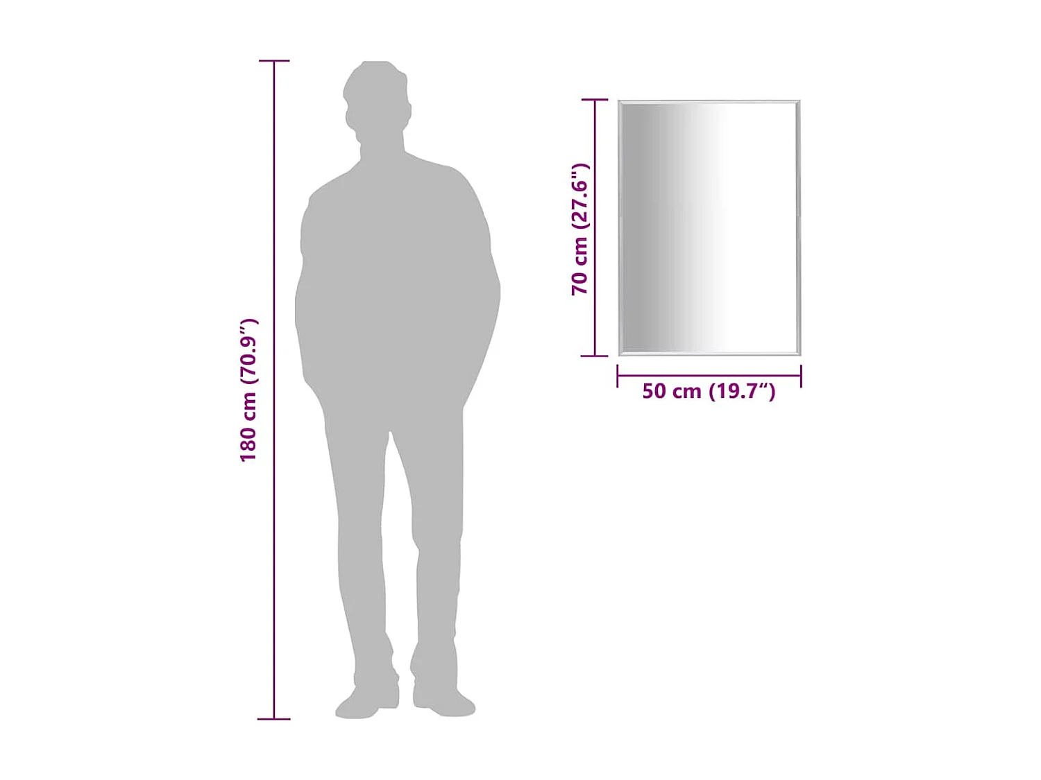 Silberner Spiegel 70x50 cm