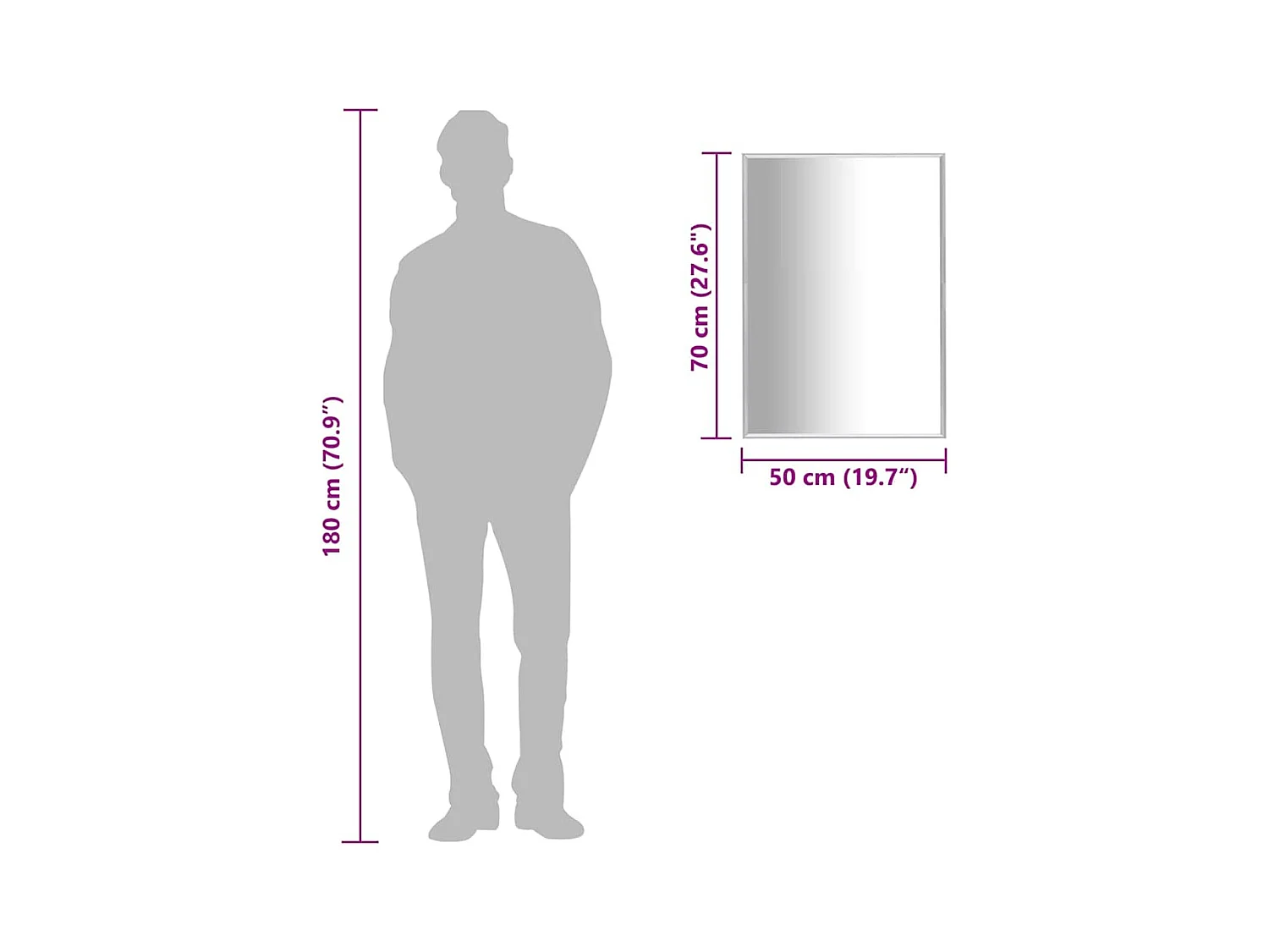 Specchio argentato 70x50 cm