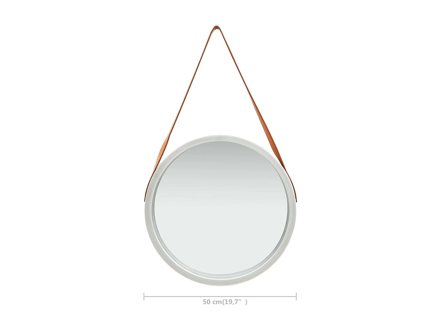 Specchio da parete con cinturino 50 cm Argento