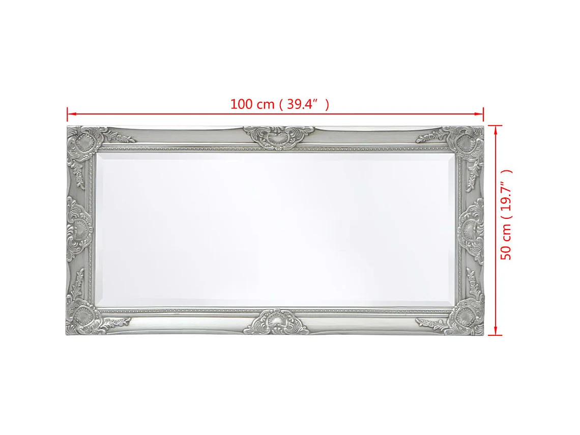 Wandspiegel in barokstijl 100x50 cm Zilver