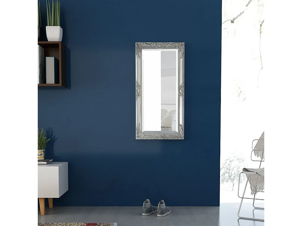 Specchio da parete in stile barocco 100x50 cm Argento