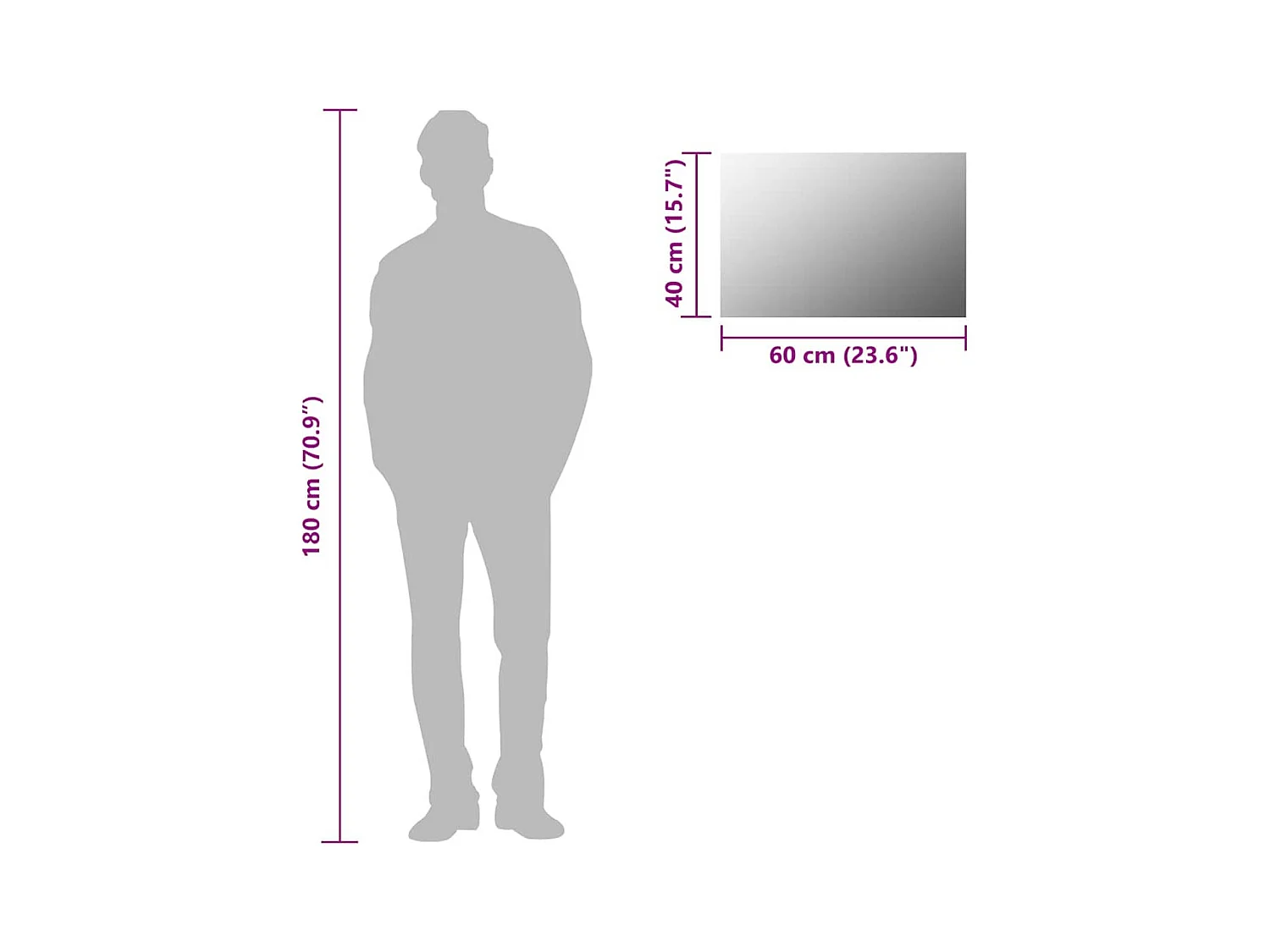 Wandspiegel 60 x 40 cm Rechthoekig Glas